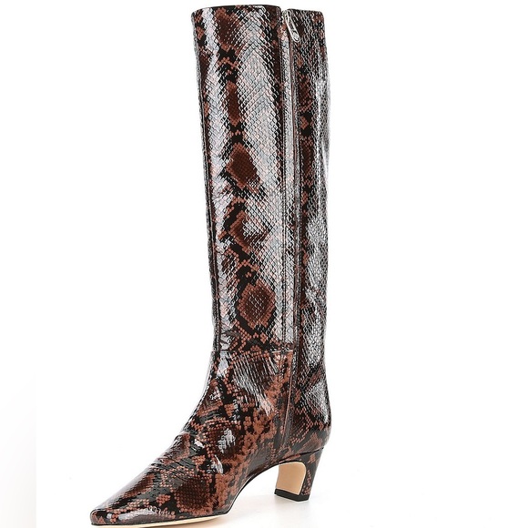 NWOB $198 Antonio Melani, the Valerie Snake Patent Leather Tall Dress Boots - Picture 3 of 8